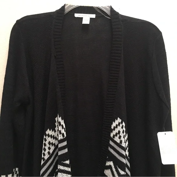 Canyon River Blues Sweater Black Open Front Cardigan Fringe Size Medium NWT - Picture 3 of 9